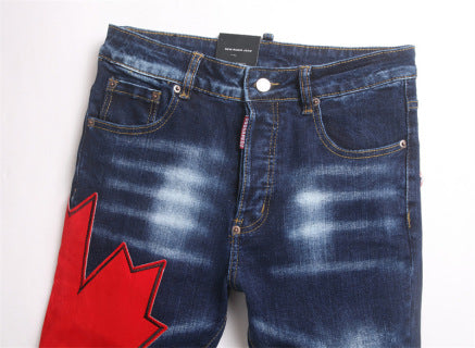 Dsquared2 Red Maple Leaf Blue Jeans
