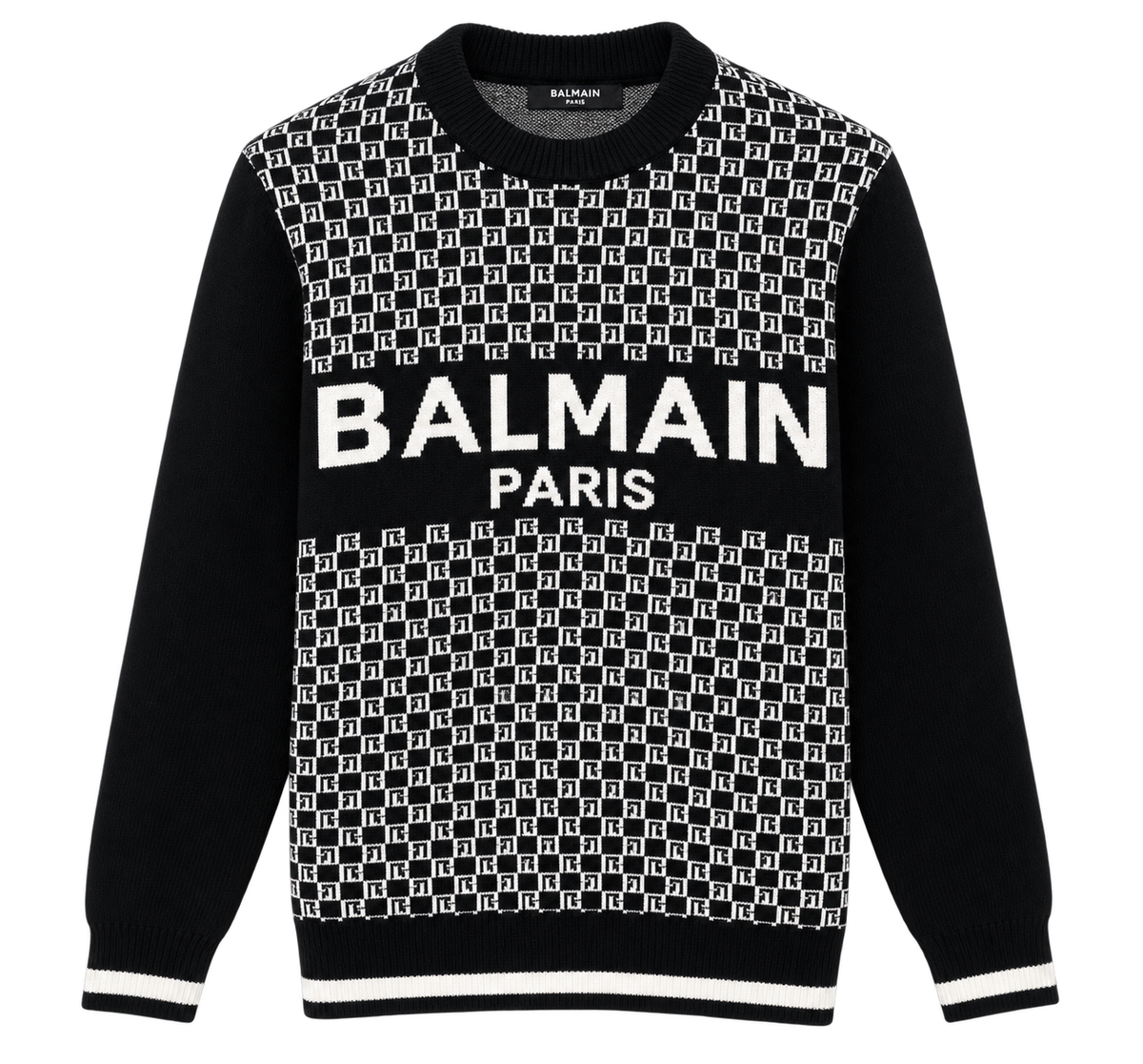 Balmain Monogram Knit Sweater – Black/White