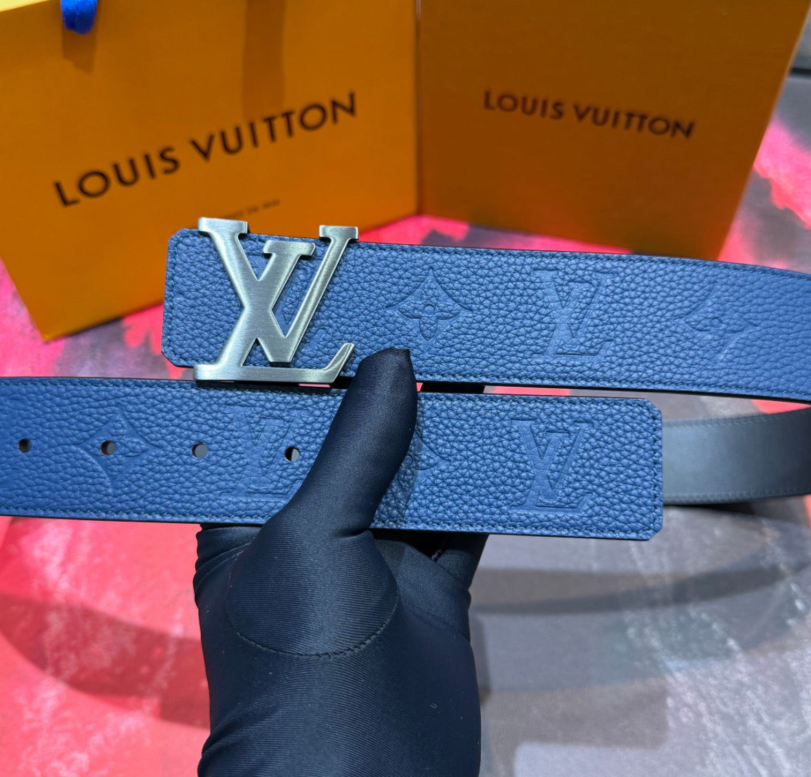 Louis Vuitton Initiales Belt – Blue/Blue Monogram