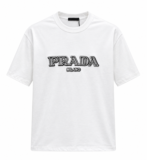Prada Milano Embroidered Logo T-Shirt – White
