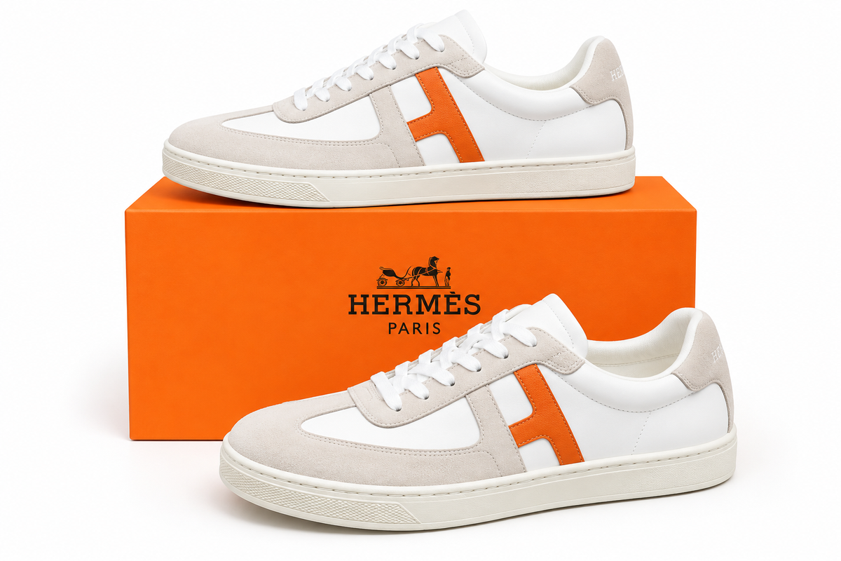 Hermès Jet Sneaker – White/Beige/Orange