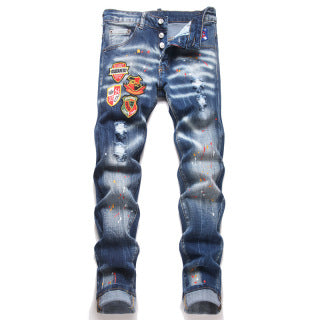 Dsquared2 Multi-Patch Distressed Blue Jeans
