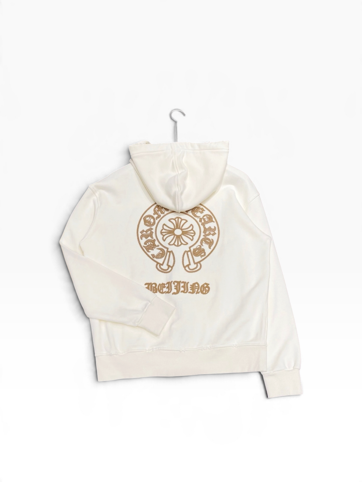 Chrome Hearts White & Gold Zip-Up Hoodie