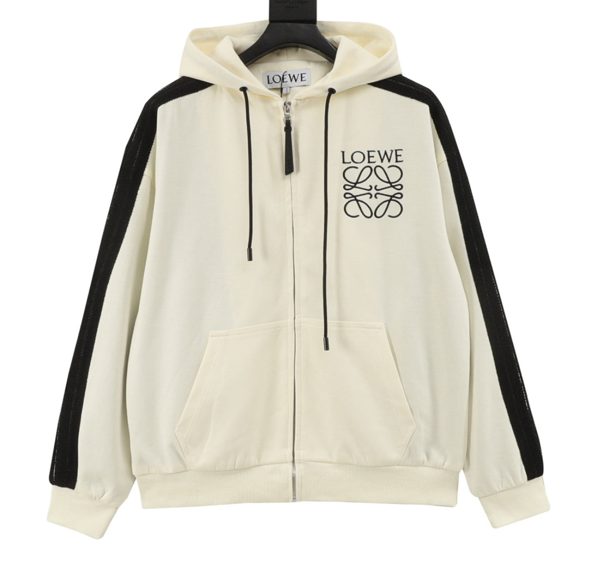 Loewe Anagram Zip-Up Hoodie – Ecru/Black