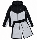 Nike Tech Fleece Full-Zip Hoodie & Shorts Set Black & Grey