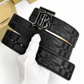 Burberry TB Monogram Check Belt – Black