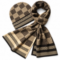 Versace Greek Key Beanie & Scarf Set – Brown/Black