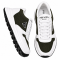 Prada Ribbed Panel Sneakers – White/Olive