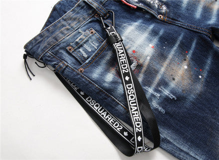 Dsquared2 Blue Paint Splatter Distressed Jeans