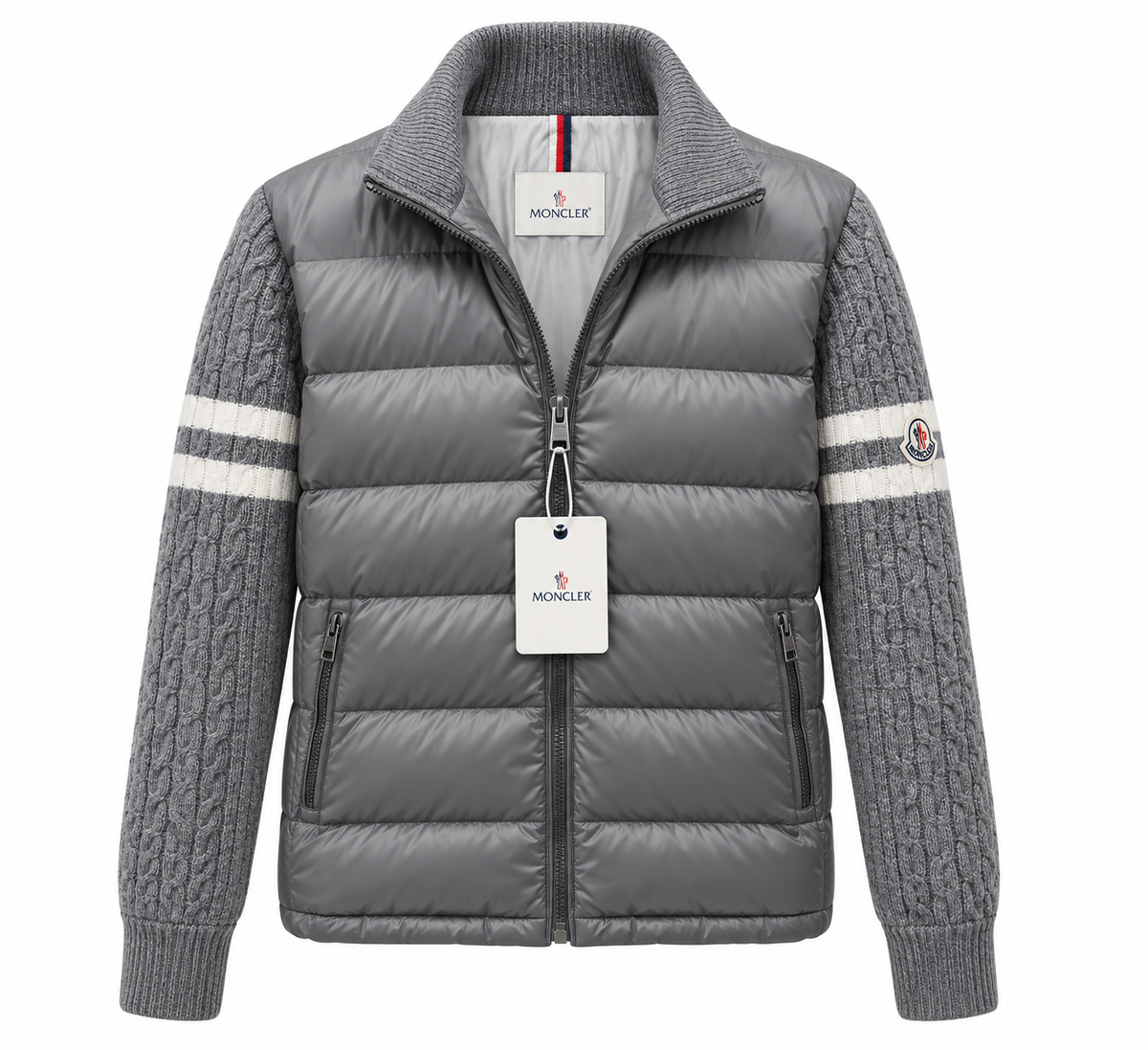 Moncler Padded Knit Cardigan – Grey