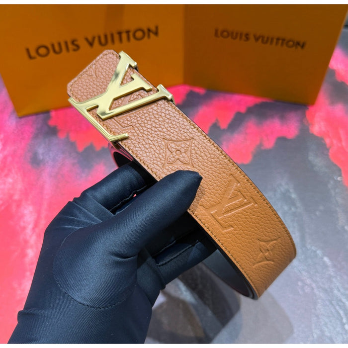 Cintura Louis Vuitton Initiales – Marrone/Oro