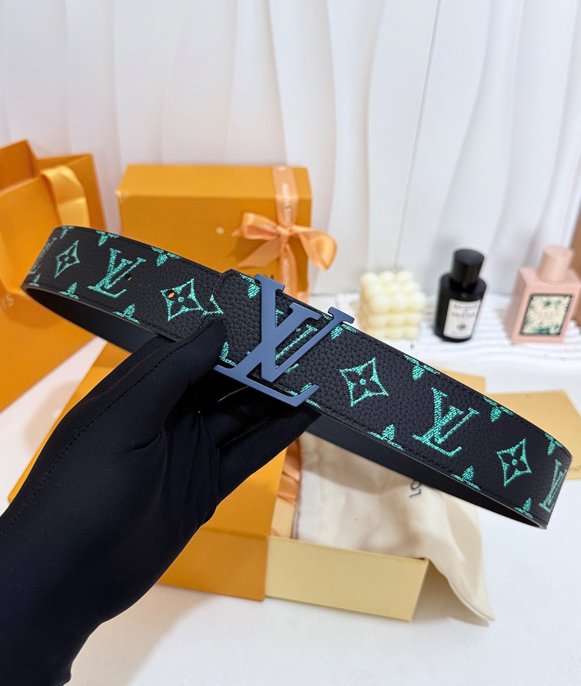 Louis Vuitton LV Initiales Monogram Belt – Black/Turquoise