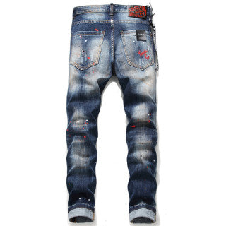 Dsquared2 Blue Paint Splatter Distressed Jeans