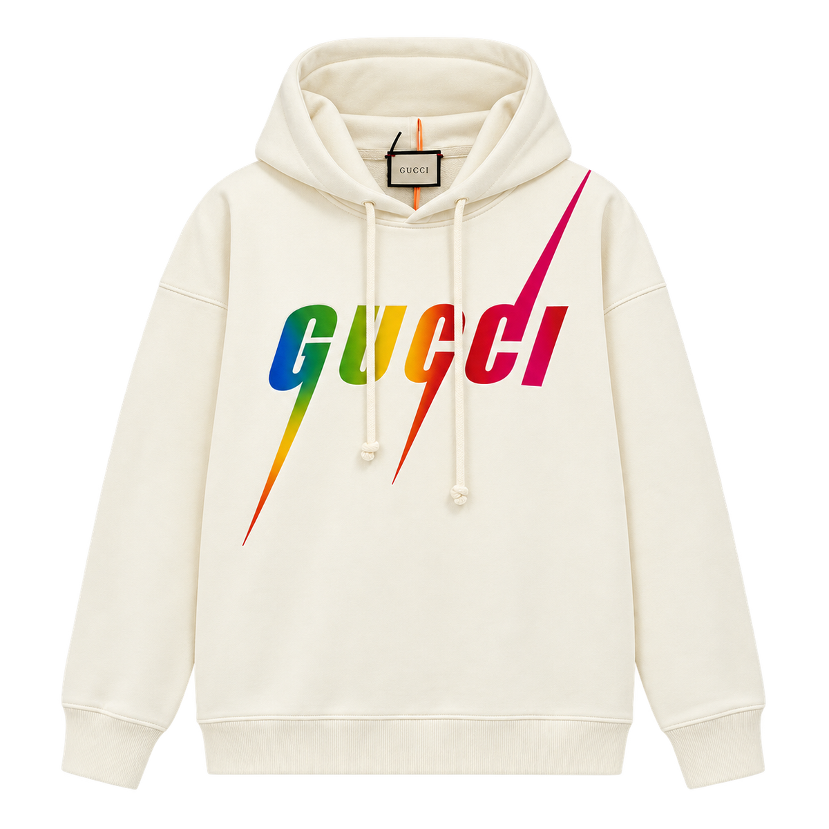 Gucci GG Lightning Logo Hoodie – White