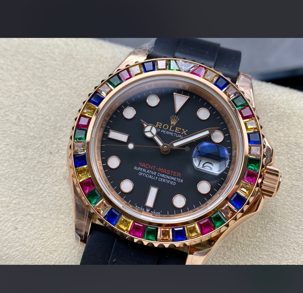 Rolex Yacht-Master Rainbow – Rose Gold/Black