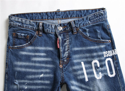Dsquared2 Blue Icy Logo Distressed Jeans