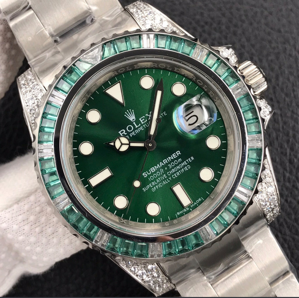 Rolex Submariner Date Green Emerald Bezel Diamond Edition