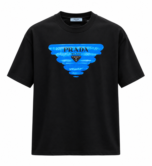 Prada Blue Logo T-Shirt – Black