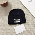 Miu Miu Logo Knit Beanie – Black