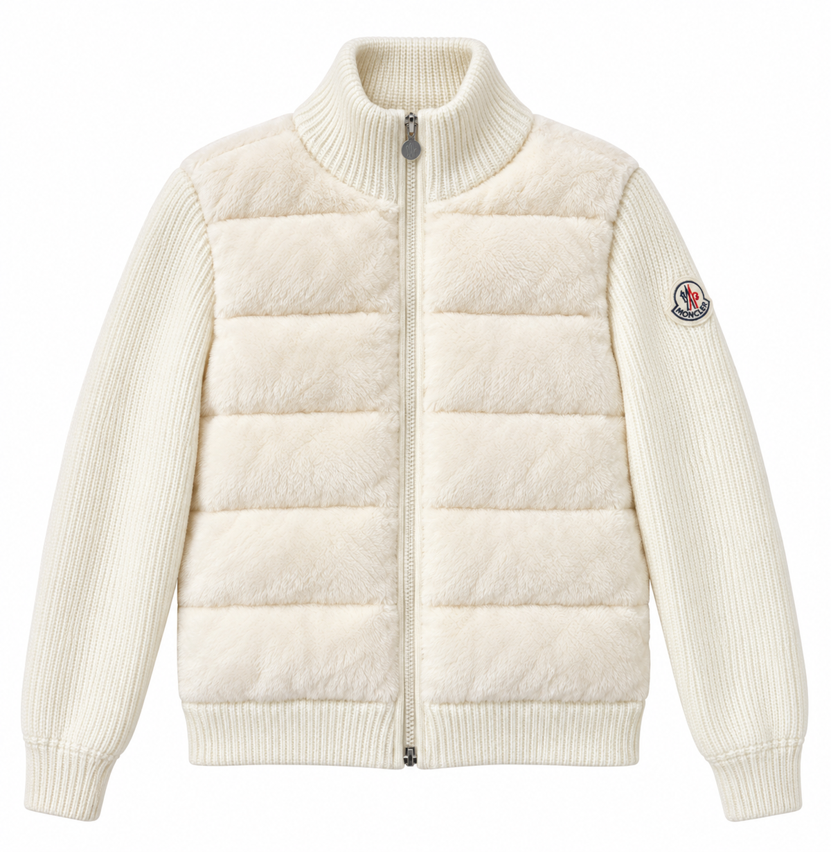 Moncler Cream Padded Knit Jacket