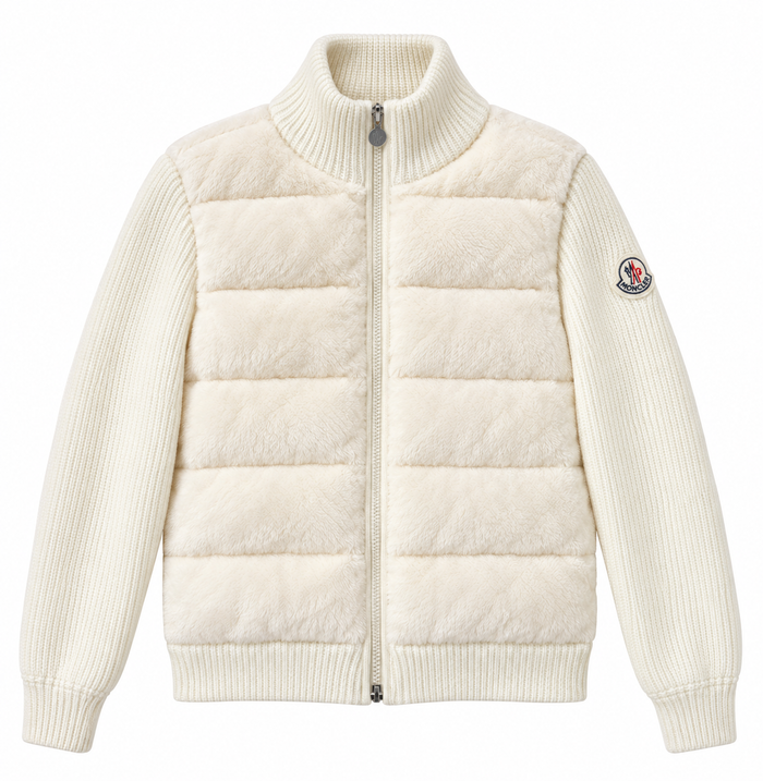 Giacca in maglia trapuntata Moncler color crema
