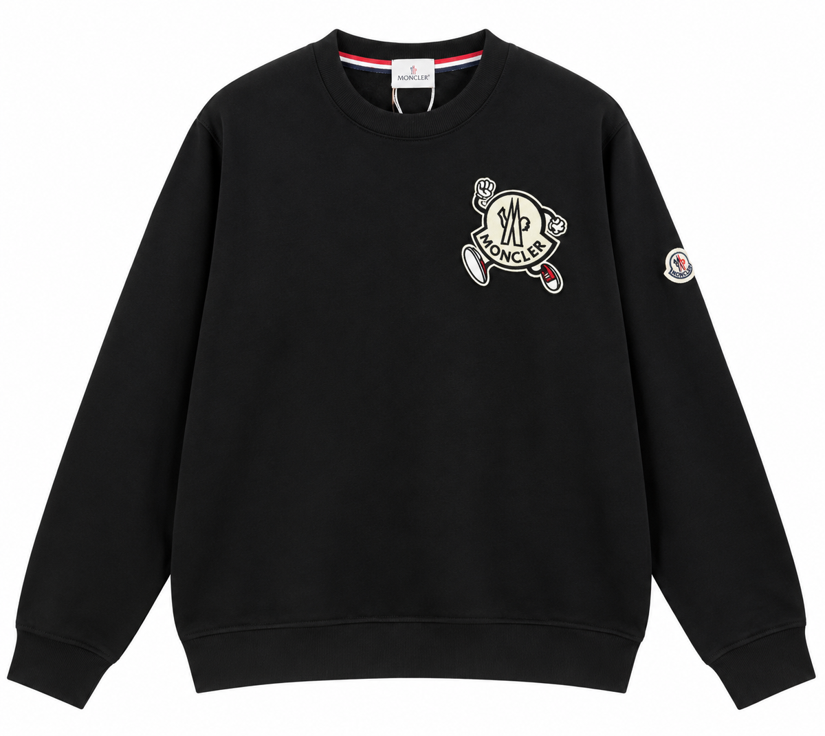 Moncler Logo Patch Crewneck Sweatshirt – Black