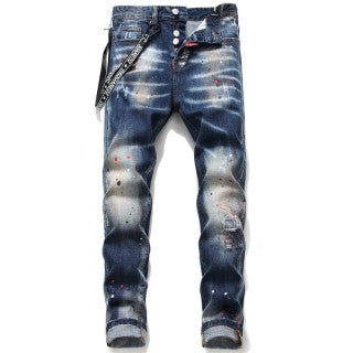 Dsquared2 Blue Paint Splatter Distressed Jeans