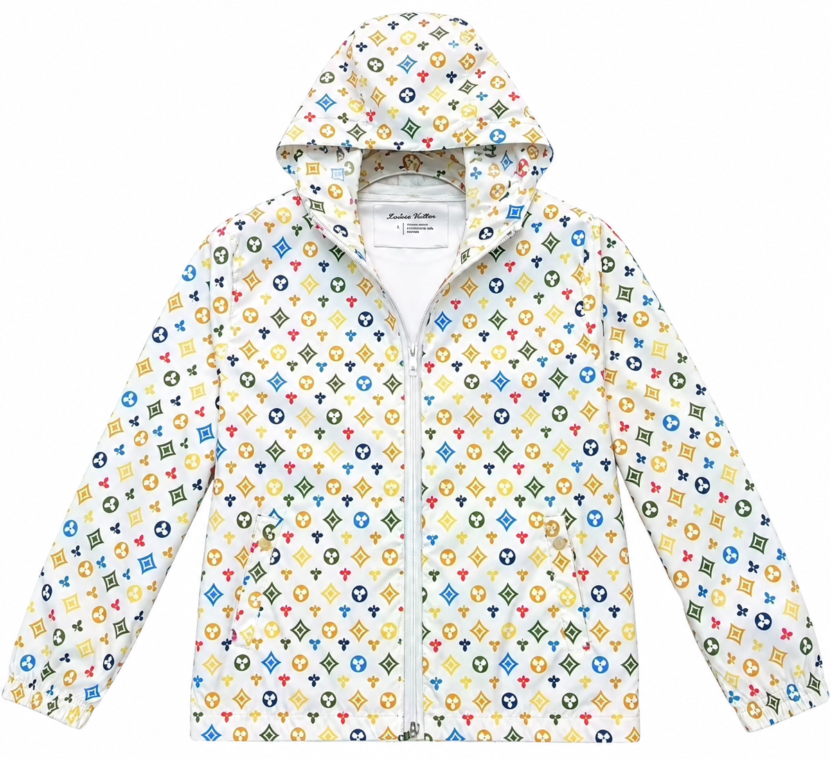 Louis Vuitton Multicolor Hooded Windbreaker – White