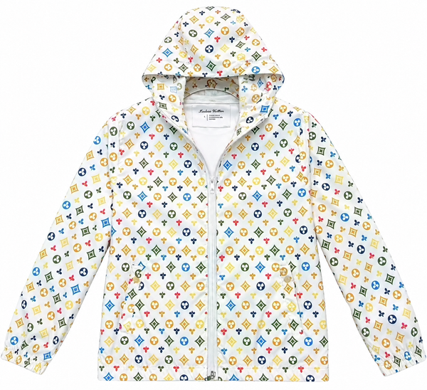 Veste coupe-vent à capuche Louis Vuitton multicolore – blanche