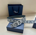 Dior Oblique CD Belt – Grey/White