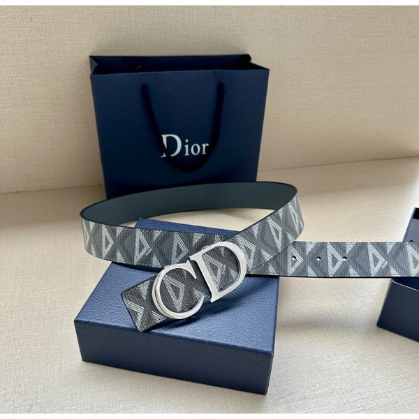 Dior Oblique CD Belt – Grey/White