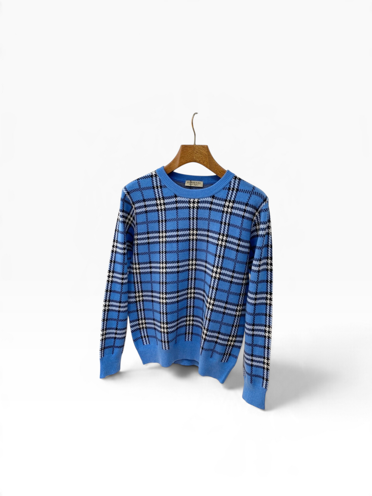 Burberry Check Knit Sweater – Blue