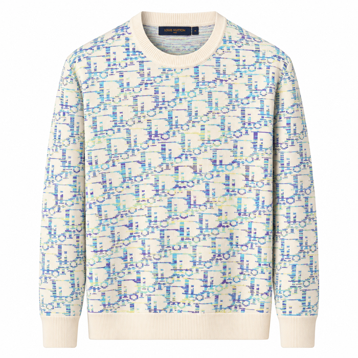 Pull en maille Louis Vuitton – Crème/Multicolore