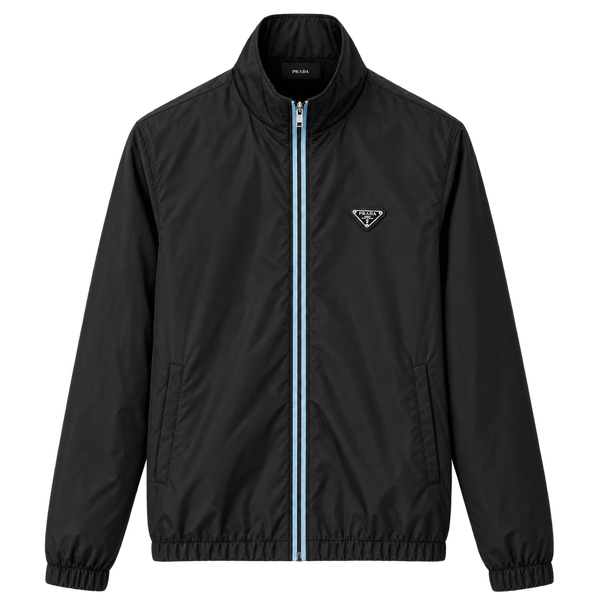 Veste zippée Prada en nylon – Noir/Aqua