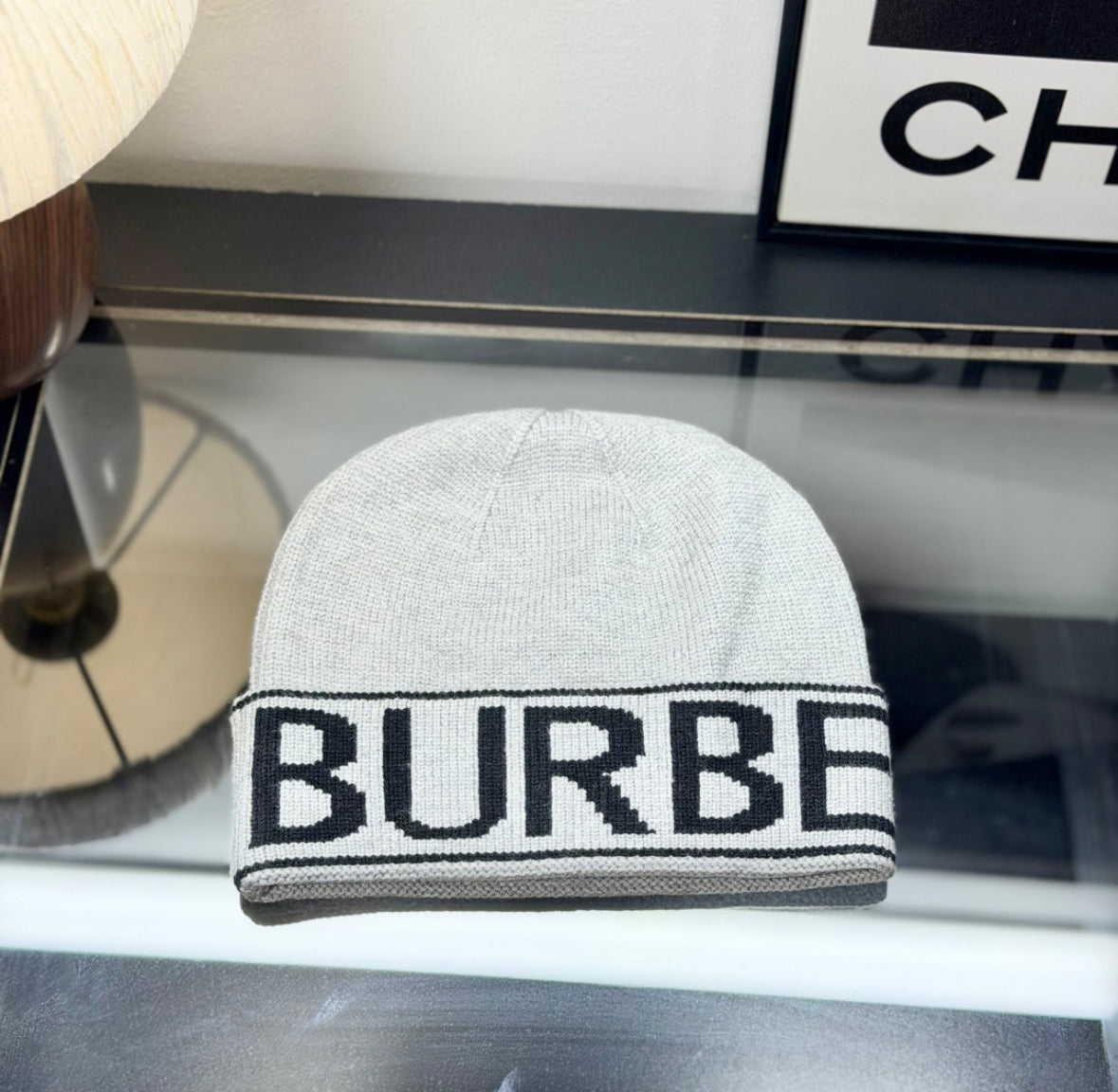 Burberry Logo Knit Beanie – White