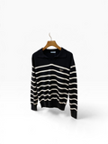 Prada Striped Knit Polo Sweater – Black/White