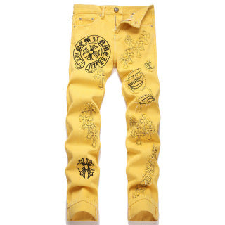 Chrome Hearts Yellow Cross Patch Jeans