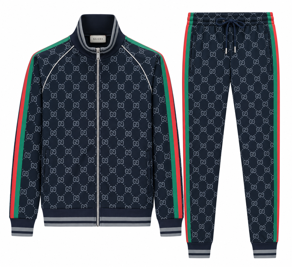 Gucci GG Monogram Tracksuit – Navy/Green/Red