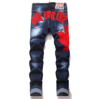 Dsquared2 Red Maple Leaf Blue Jeans