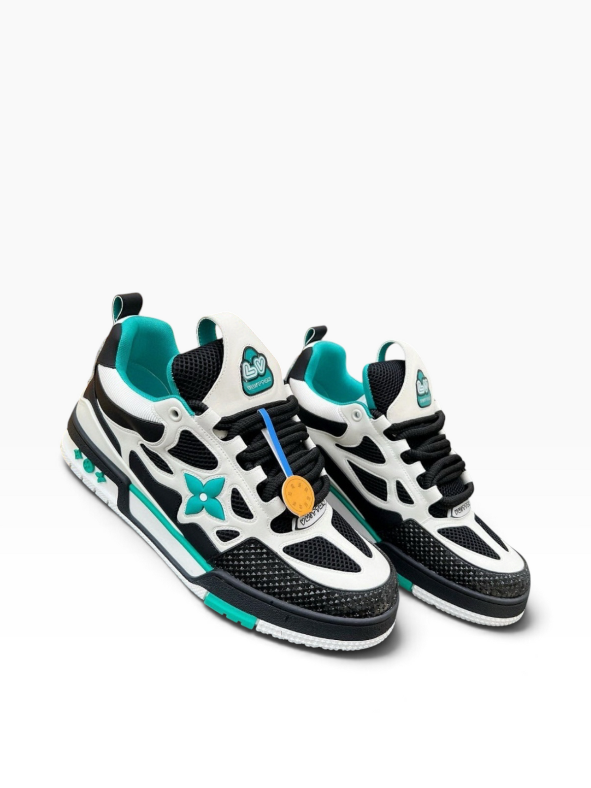 LV Trainer Turquoise Black & White Sneakers