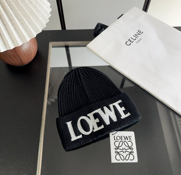 Berretto a coste con logo Loewe – nero