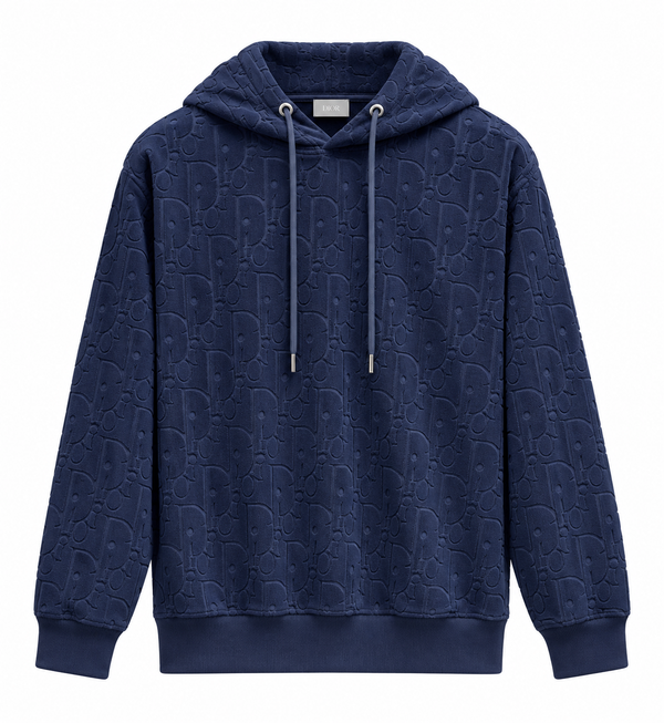 Felpa con cappuccio Dior Oblique in rilievo – Blu navy
