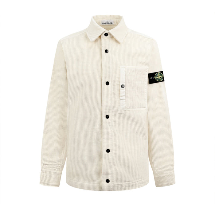 Surchemise Stone Island en velours côtelé – Crème