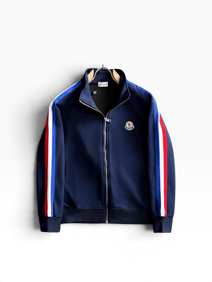 Veste de survêtement tricolore bleu marine Moncler