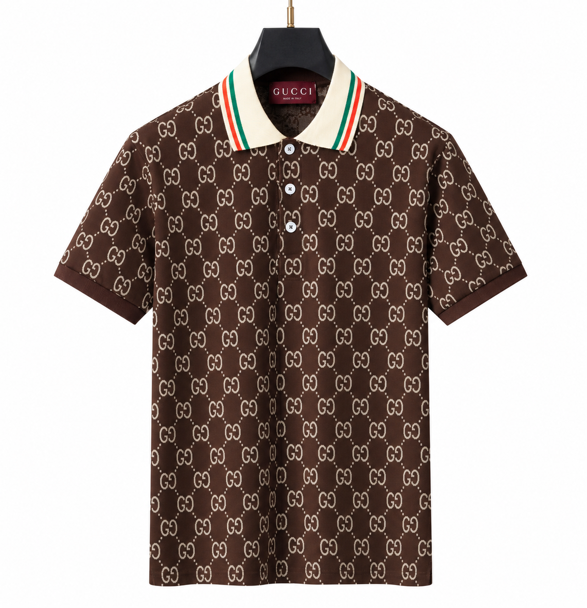Gucci GG Jacquard Polo Shirt – Brown/White