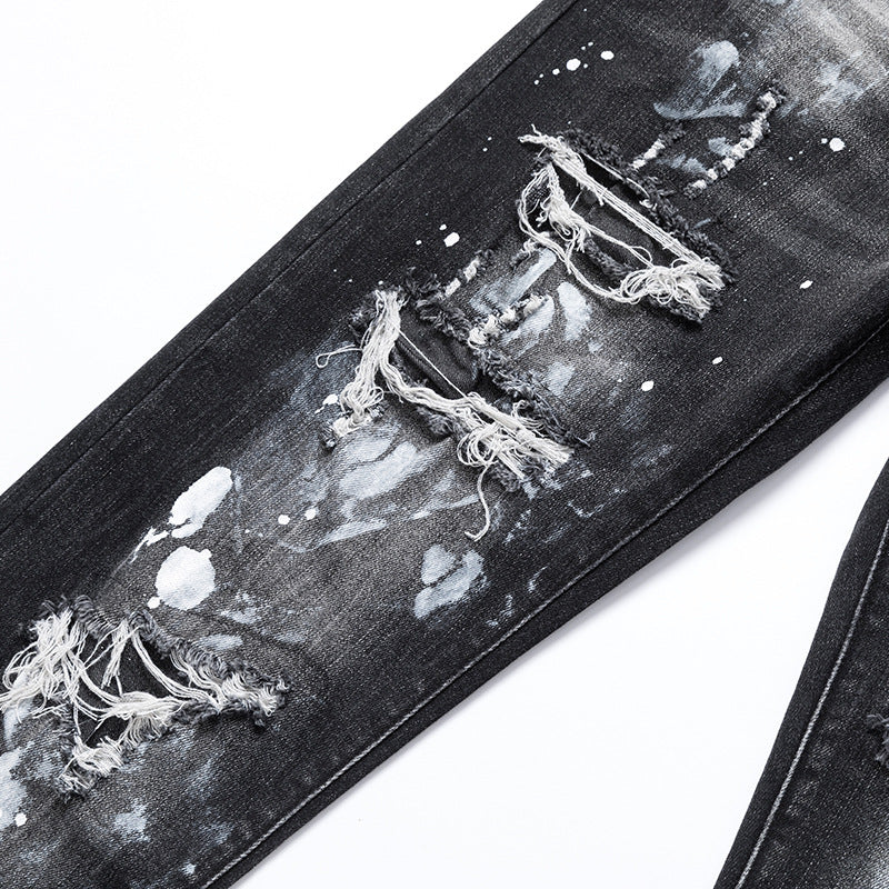 Dsquared2 Black Distressed Paint Splatter Jeans