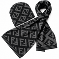 Fendi FF Beanie & Scarf Set – Black/Grey