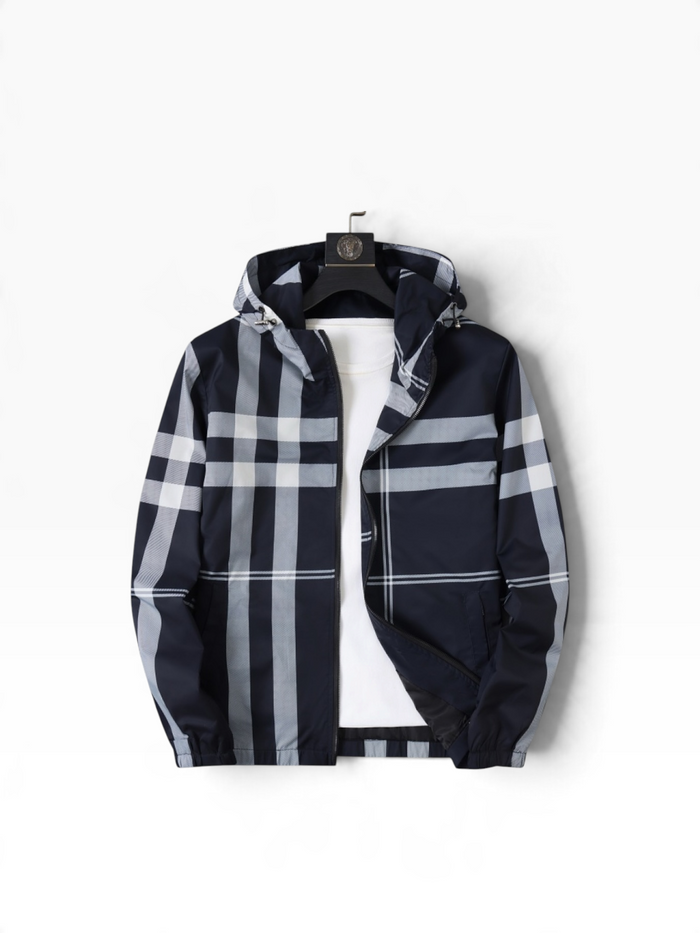 Giacca con cappuccio Burberry Check – Blu navy
