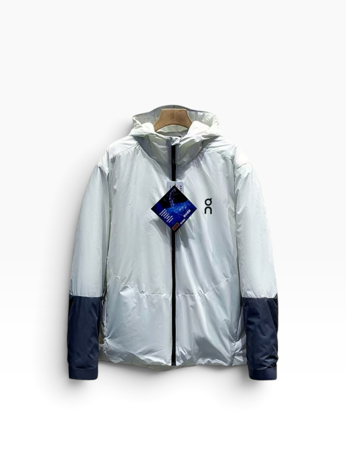 On Running Colorblock Hooded Jacket – Silver/Navy