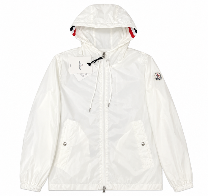Antivento bianco con cappuccio Moncler